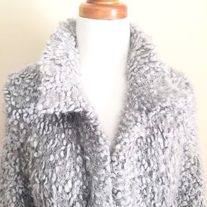 KENSIE GRAY SOFT OPEN FRONT FURRY CARDIGAN SWEATER